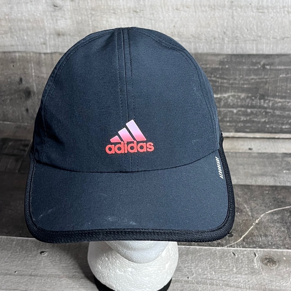 Adidas Aeroready Running Hat Black Pink Gradient Logo Adjustable Mesh Cap